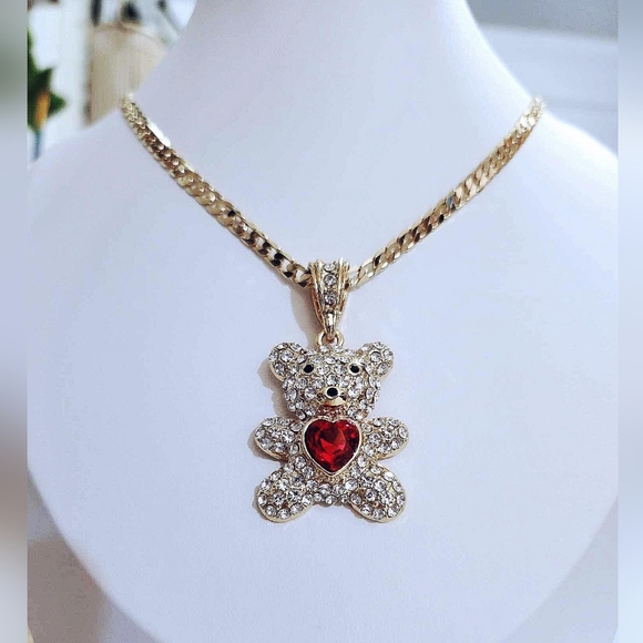 Chain size 20 inch with Bear pendant in 14k Laminated Gold. The pendant comes po - Picture 2 of 7